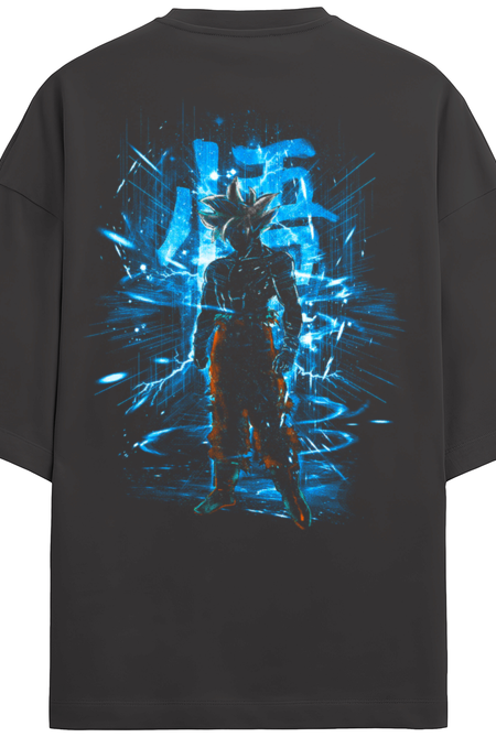 Premium Unisex Oversized T-shirt - Back Print Goku Ultra Azul Anime