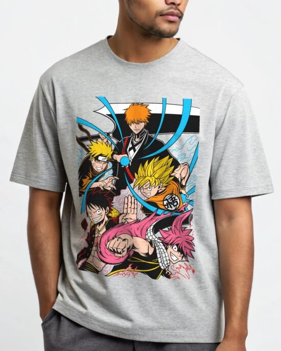 five legend oversized anime tee streetwear