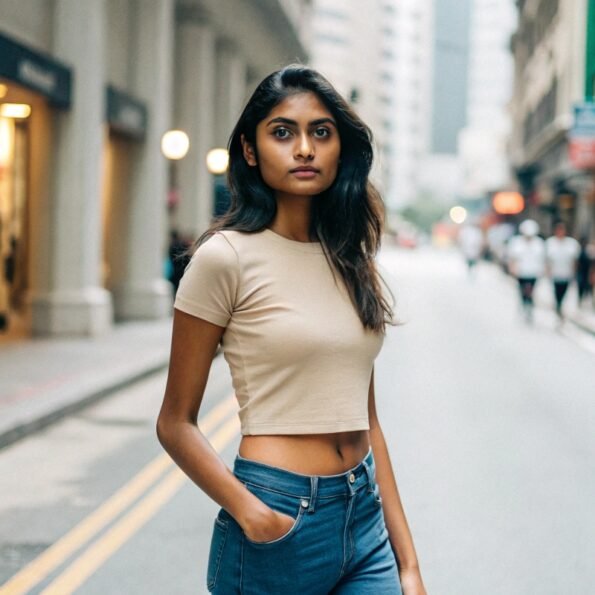 Beige Color Essential Crop Top
