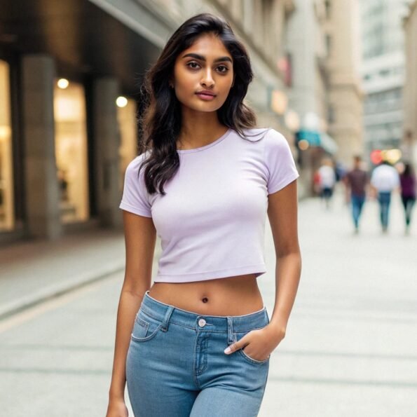 Lavender  Streetwear Crop Tops