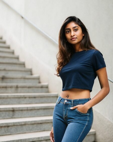 Navy Blue Everyday Crop Tee