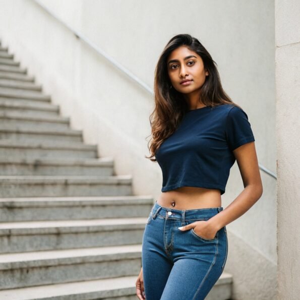Navy Blue Everyday Crop Tee