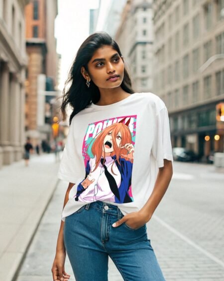 Unisex Drop Shoulder Oversized Anime T shirt POWER