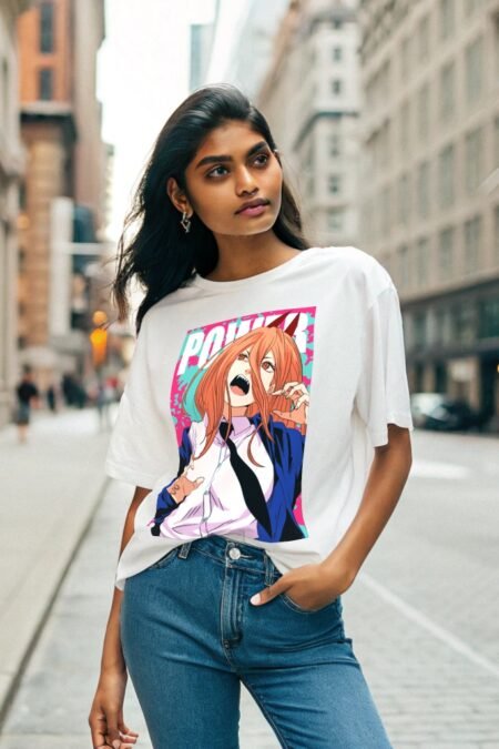 Unisex Drop Shoulder Oversized Anime T shirt POWER