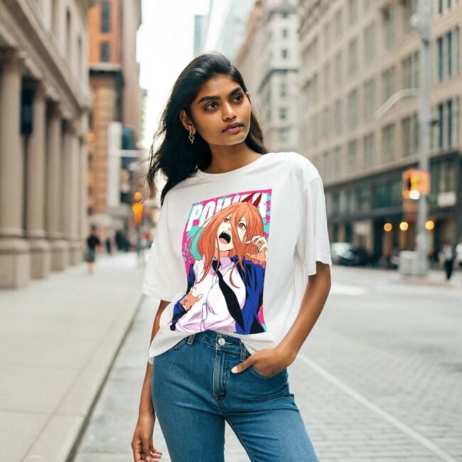 Unisex Drop Shoulder Oversized Anime T shirt POWER