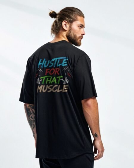 Hustle for That Muscle Oversized Gym T-Shirt – Heavyweight Comfort