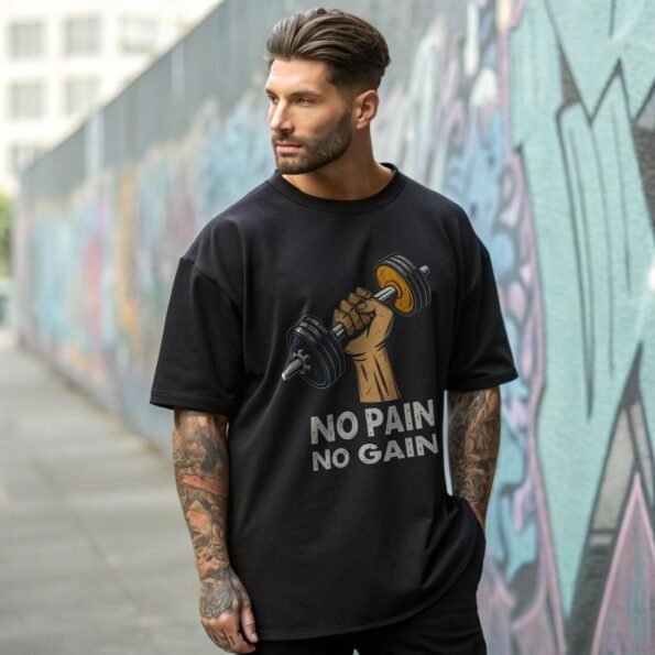 No Pain No Gain – Oversized Gym T-shirt - Image 5