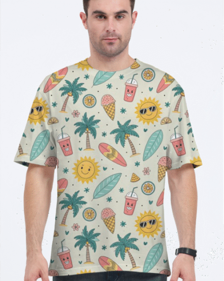 Summer Vibes AOP Oversized Tee – Unisex | 240 GSM