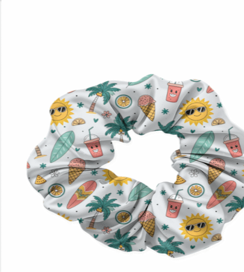 All-Over Printed Poly Spandex Scrunchies