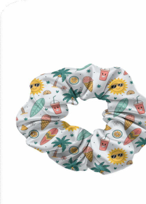 All-Over Printed Poly Spandex Scrunchies