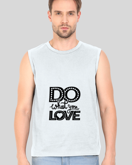 White Sleeveless Gym T-Shirt – 100% Cotton, Regular Fit