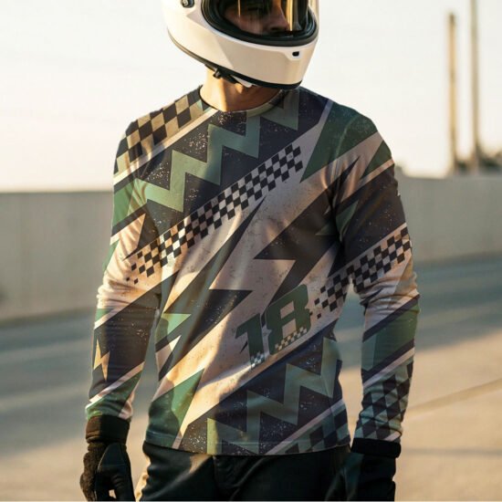 Biker t-shirt green pattern1814