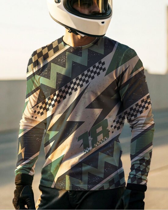 Biker t-shirt green pattern1814