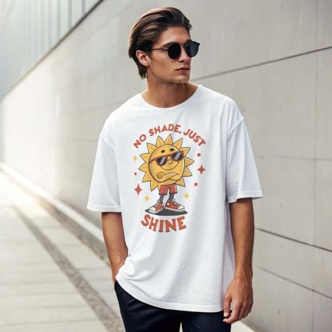Oversized Terry T-Shirt – "No Shade, Just Shine" | 280 GSM Heavyweight Premium - Image 3