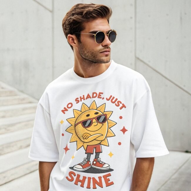 Oversized Terry T-Shirt – "No Shade, Just Shine" | 280 GSM Heavyweight Premium - Image 4