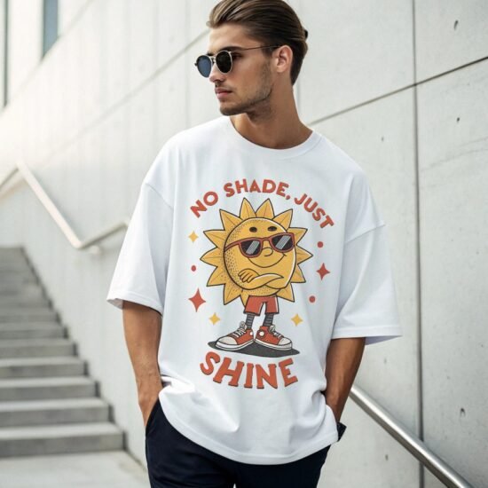 Oversized Terry T-Shirt – "No Shade, Just Shine" | 280 GSM Heavyweight Premium