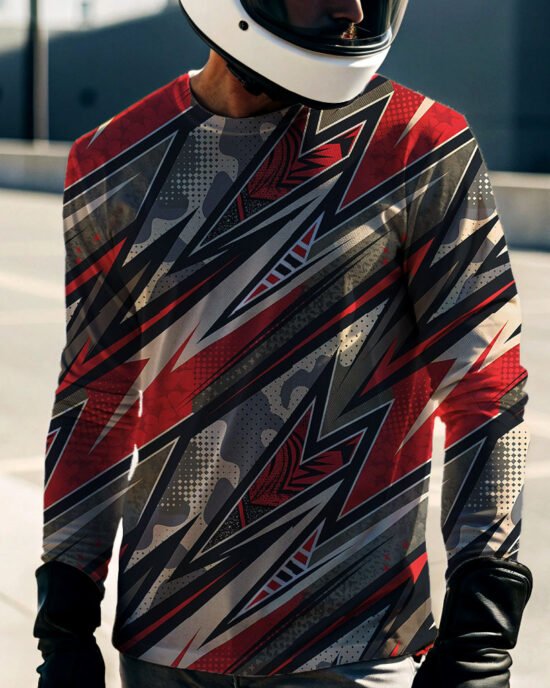 a-man-wearing-full red pattern zig zag-long-sleeve-jersey 343