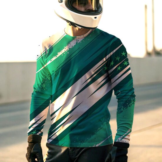 Biker t-shirt green pattern