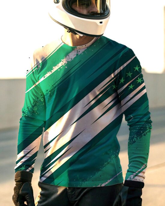 Biker t-shirt green pattern