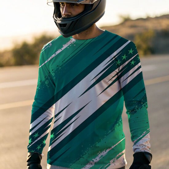 a-man-wearing-full-white-long-sleeve-plain-t-shirt Green pattern23