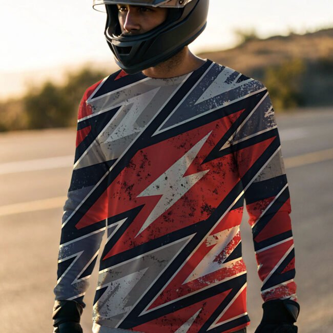 GENZIK® Red Racing Biker T-Shirt – Built for Speed & Street Swagger (170 GSM Poly Mesh) - Image 3