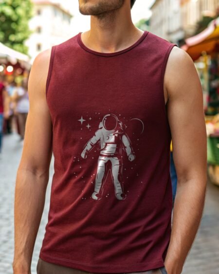 Maroon Sleeveless Gym T-Shirt – 100% Cotton, Regular Fit