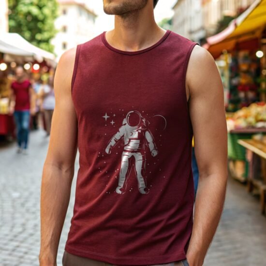 Maroon Sleeveless Gym T-Shirt – 100% Cotton, Regular Fit