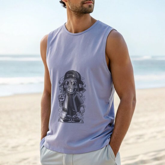 a average-man-wearing sleeveless t-shirt man skull