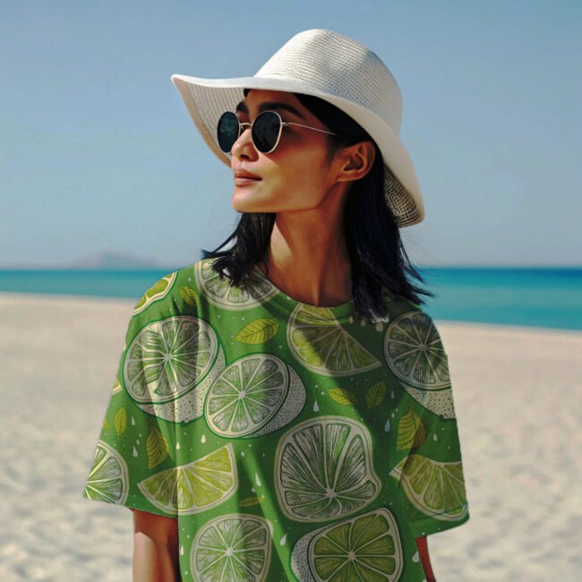 Unisex Oversized Summer T-Shirt – Lemon Graphic Print | 240 GSM - Image 2