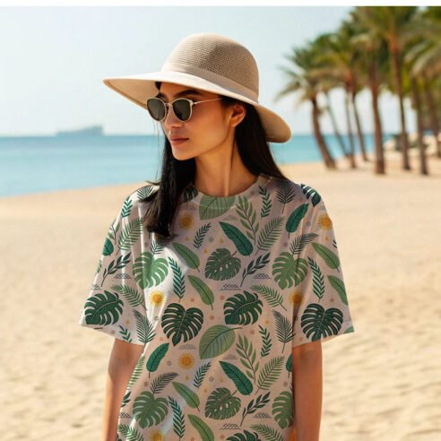 black-hair-a-women-wearing-white-240-gsm-oversized t-shirt