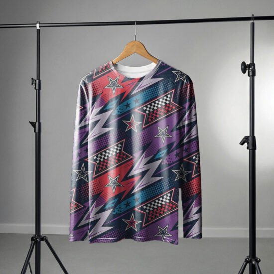 riding jersey long-sleeve-hanging purple star