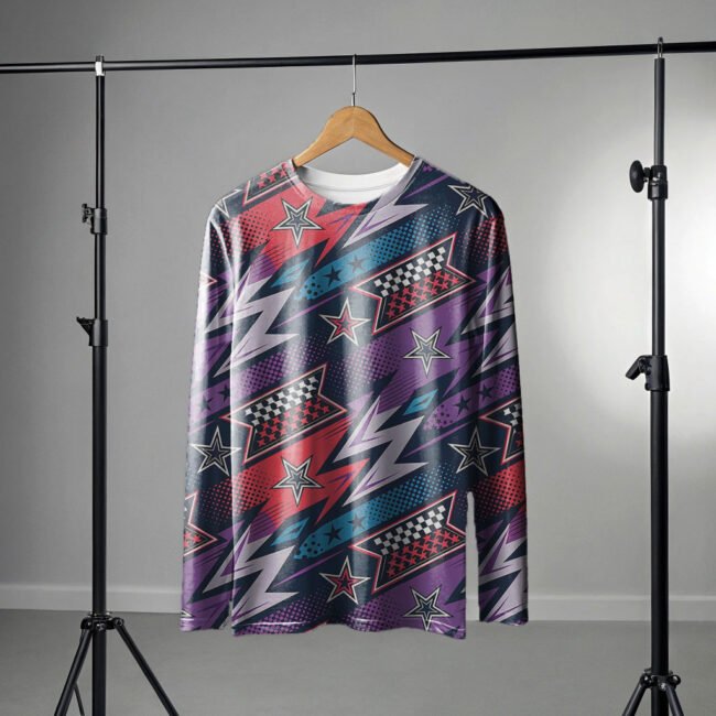 riding jersey long-sleeve-hanging purple star