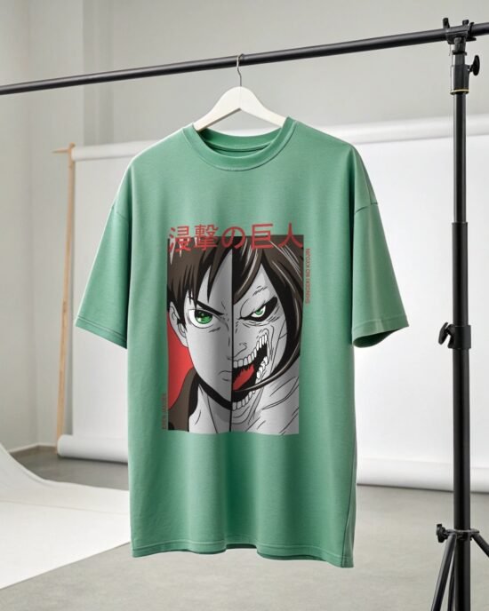 a-jade-color-oversized-drop-shoulder-t-shirt-hanging