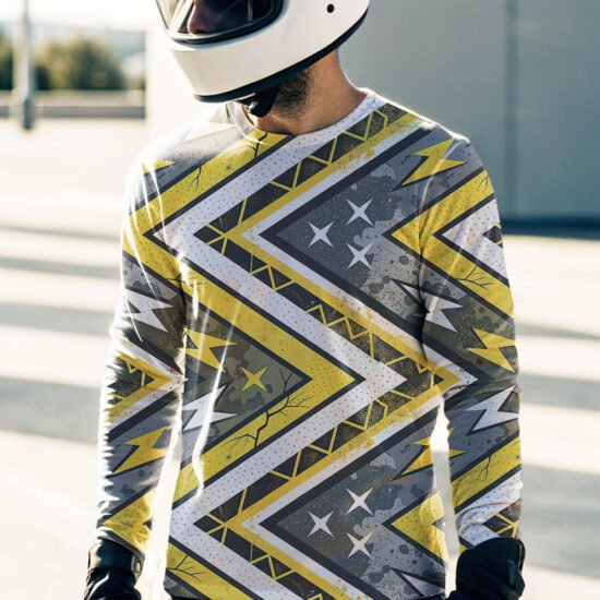 a-man-wearing-full-white-long-sleeve-plain-t-shirt yellow pattern345