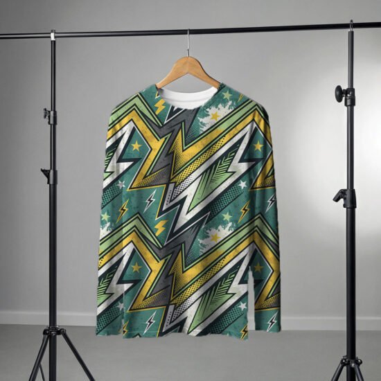 GReen pattern riding jeysey hanging