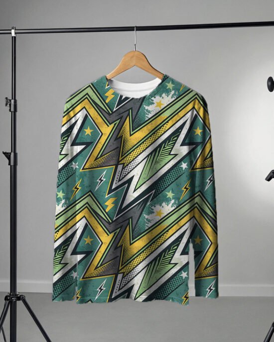 GReen pattern riding jeysey hanging